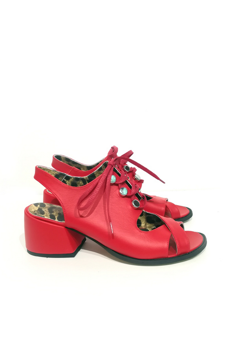 Buy Sandals women red leopard leather comfortable heel straps open toe, Designer shoes